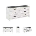 Commode à six tiroirs Shawburn de Signature Design by Ashley, bicolore blanc délavé et gris rustique, style ferme moderne