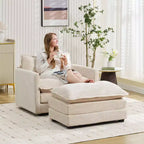 Fauteuil d'appoint moderne Hyleory en velours côtelé avec pouf en