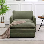 Fauteuil d'appoint moderne Hyleory en velours côtelé avec pouf en