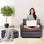 Fauteuil d'appoint moderne Hyleory en velours côtelé avec pouf en