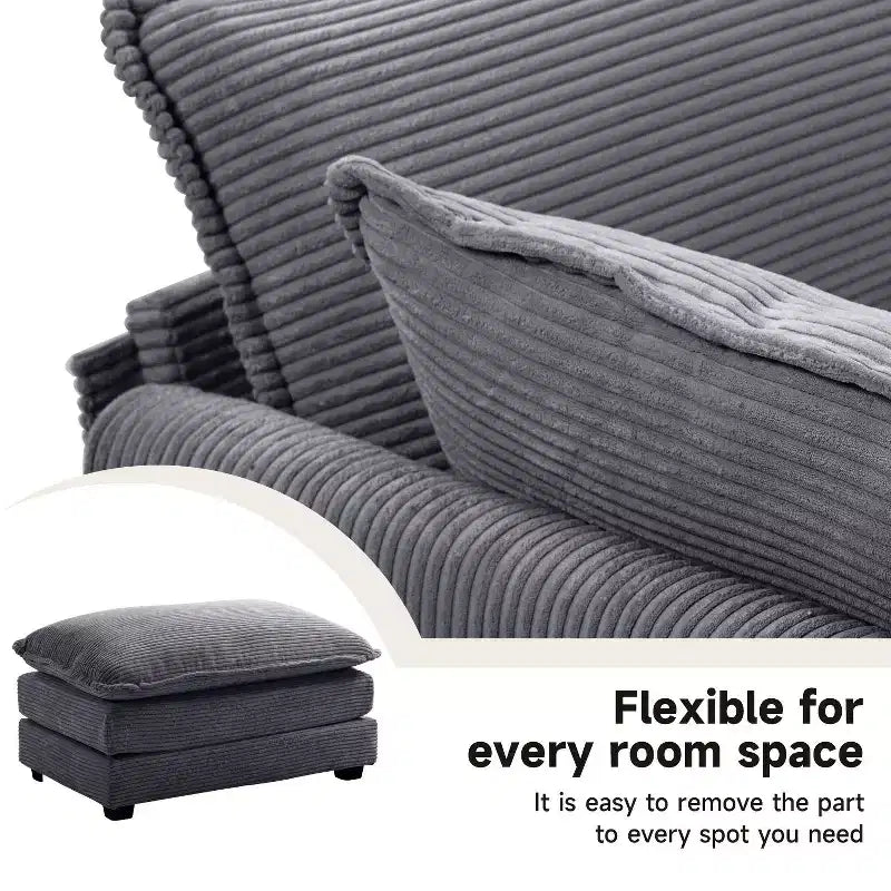 Fauteuil d'appoint moderne Hyleory en velours côtelé avec pouf en