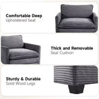 Fauteuil d'appoint moderne Hyleory en velours côtelé avec pouf en