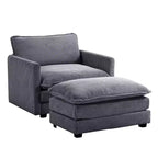 Fauteuil d'appoint moderne Hyleory en velours côtelé avec pouf en