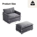 Fauteuil d'appoint moderne Hyleory en velours côtelé avec pouf en