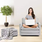 Fauteuil d'appoint moderne Hyleory en velours côtelé avec pouf en