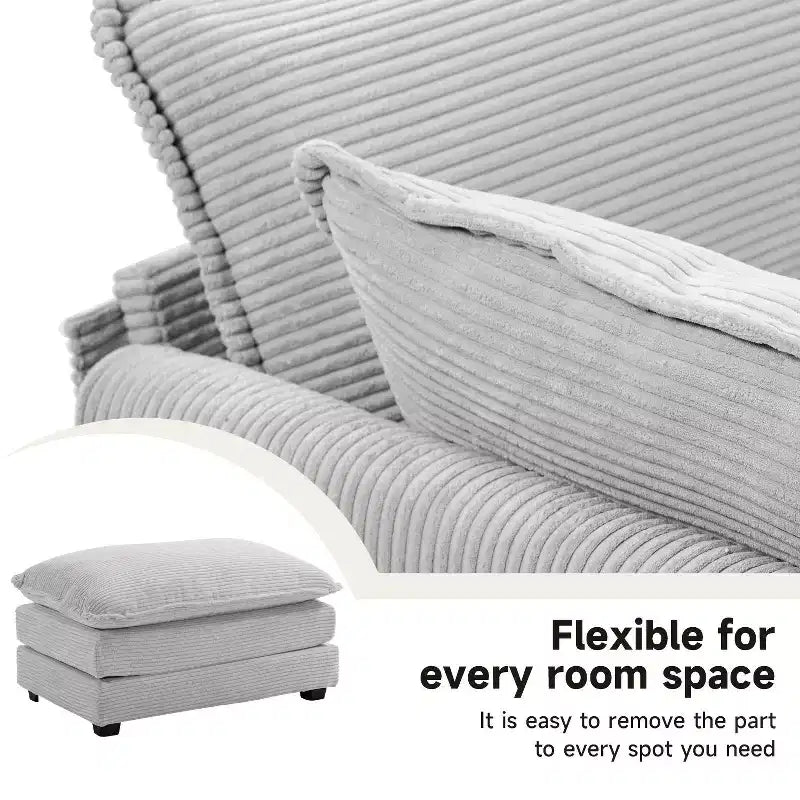 Fauteuil d'appoint moderne Hyleory en velours côtelé avec pouf en