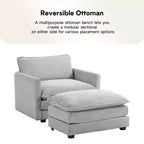Fauteuil d'appoint moderne Hyleory en velours côtelé avec pouf en