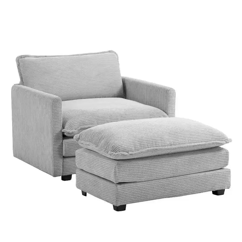 Fauteuil d'appoint moderne Hyleory en velours côtelé avec pouf en