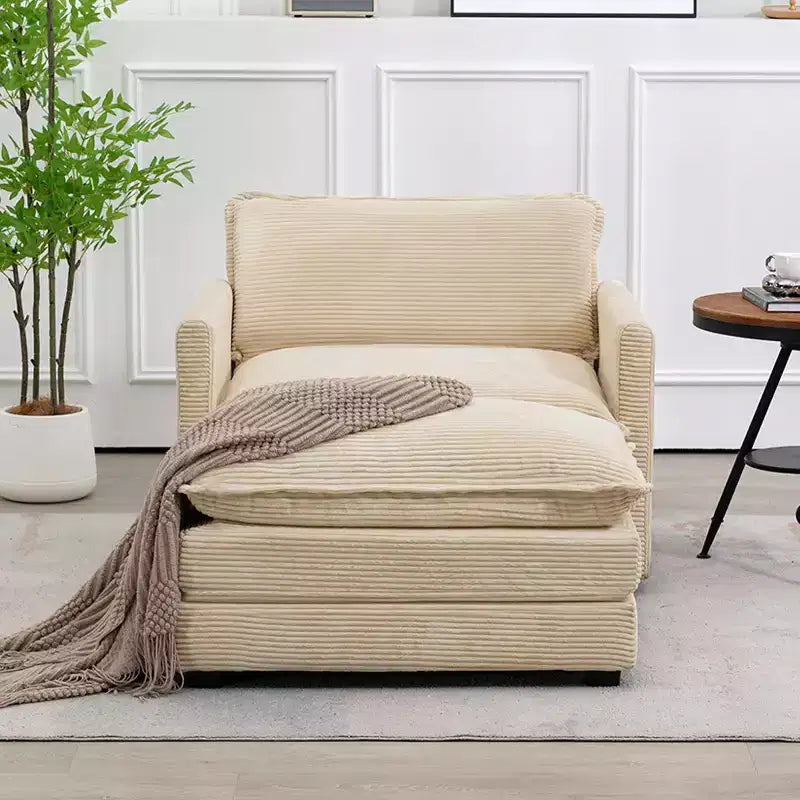 Fauteuil d'appoint moderne Hyleory en velours côtelé avec pouf en
