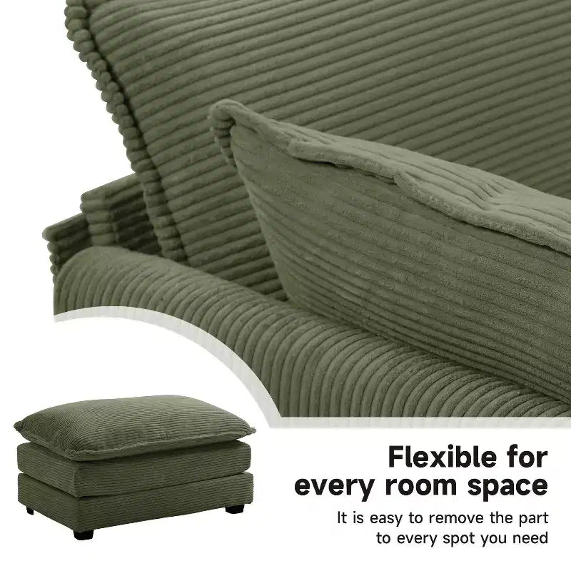 Fauteuil d'appoint moderne Hyleory en velours côtelé avec pouf en