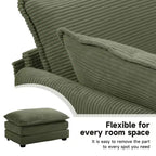 Fauteuil d'appoint moderne Hyleory en velours côtelé avec pouf en