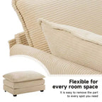 Fauteuil d'appoint moderne Hyleory en velours côtelé avec pouf en