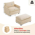 Fauteuil d'appoint moderne Hyleory en velours côtelé avec pouf en