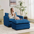Fauteuil d'appoint moderne Hyleory en velours côtelé avec pouf en