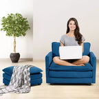 Fauteuil d'appoint moderne Hyleory en velours côtelé avec pouf en