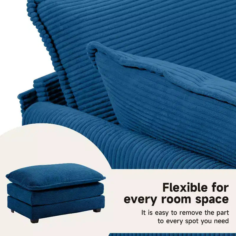 Fauteuil d'appoint moderne Hyleory en velours côtelé avec pouf en