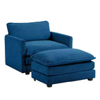 Fauteuil d'appoint moderne Hyleory en velours côtelé avec pouf en
