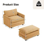 Fauteuil d'appoint moderne Hyleory en velours côtelé avec pouf en