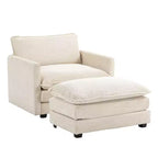 Fauteuil d'appoint moderne Hyleory en velours côtelé avec pouf en