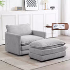Fauteuil d'appoint moderne Hyleory en velours côtelé avec pouf en