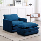 Fauteuil d'appoint moderne Hyleory en velours côtelé avec pouf en
