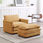 Fauteuil d'appoint moderne Hyleory en velours côtelé avec pouf en