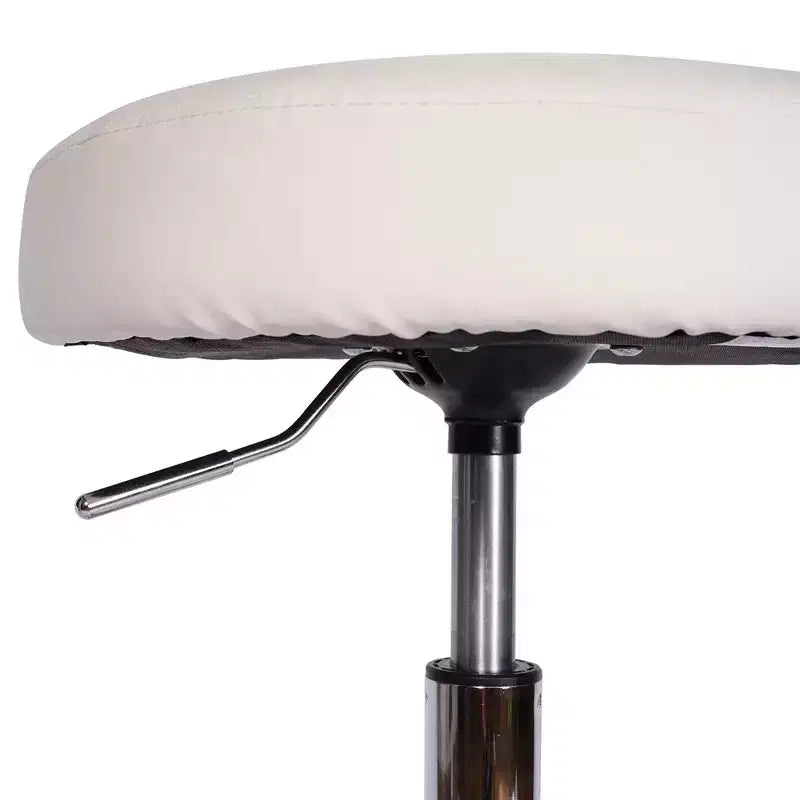 Tabouret roulant rond VECELO, assemblage facile, similicuir, hauteur réglable, chaise pivotante de dessinateur