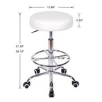 Tabouret roulant rond VECELO, assemblage facile, similicuir, hauteur réglable, chaise pivotante de dessinateur