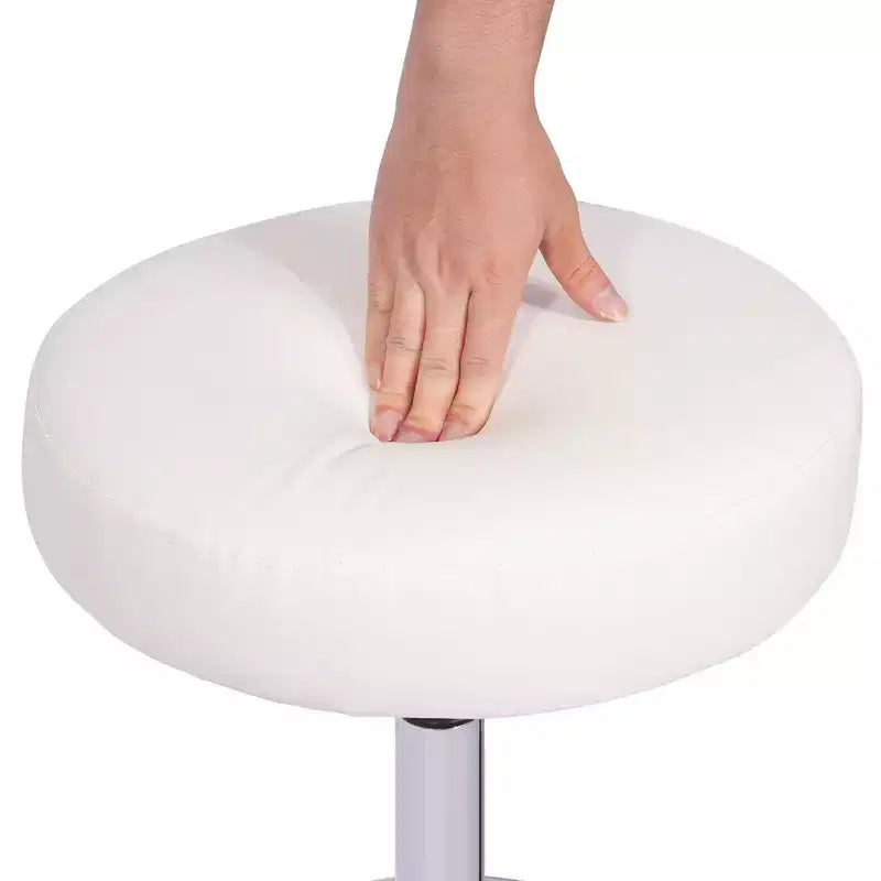 Tabouret roulant rond VECELO, assemblage facile, similicuir, hauteur réglable, chaise pivotante de dessinateur