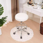Tabouret roulant rond VECELO, assemblage facile, similicuir, hauteur réglable, chaise pivotante de dessinateur