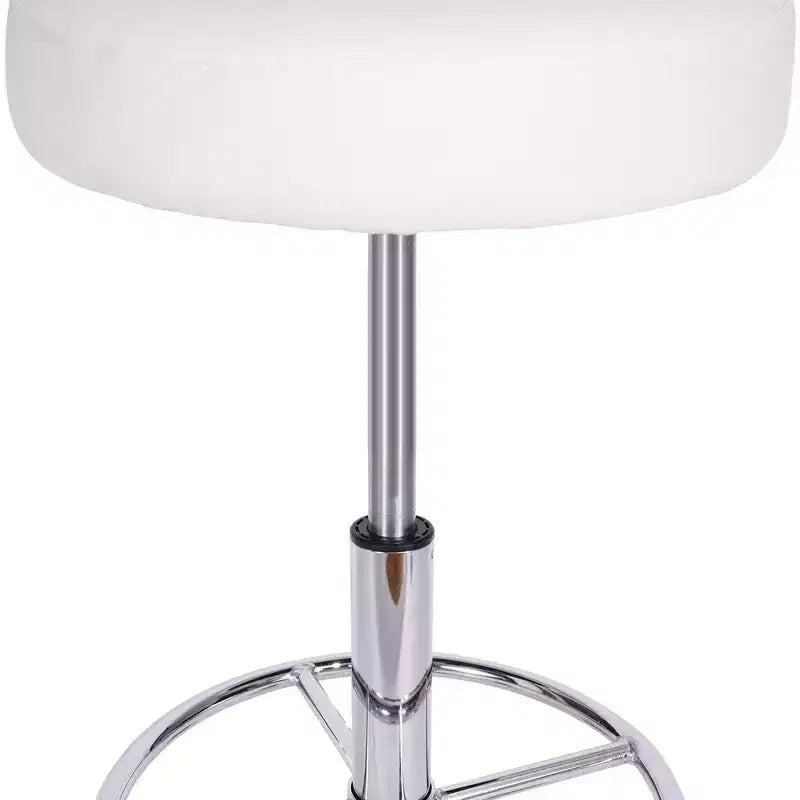 Tabouret roulant rond VECELO, assemblage facile, similicuir, hauteur réglable, chaise pivotante de dessinateur