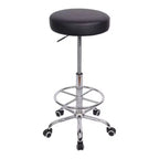 Tabouret roulant rond VECELO, assemblage facile, similicuir, hauteur réglable, chaise pivotante de dessinateur