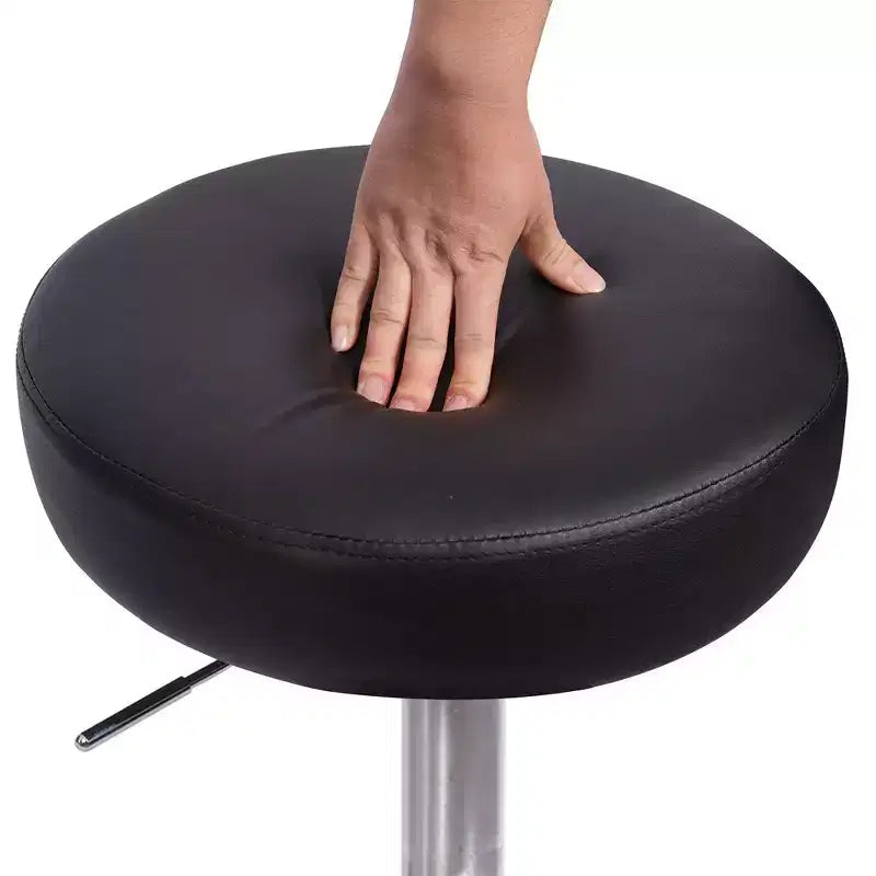 Tabouret roulant rond VECELO, assemblage facile, similicuir, hauteur réglable, chaise pivotante de dessinateur