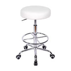 Tabouret roulant rond VECELO, assemblage facile, similicuir, hauteur réglable, chaise pivotante de dessinateur
