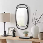 Miroir mural rectangulaire contemporain Sonya de 75 cm avec cadre en fer noir