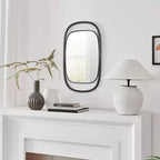 Miroir mural rectangulaire contemporain Sonya de 75 cm avec cadre en fer noir