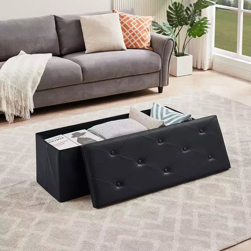 Banc de rangement pliant VECELO, banc à chaussures et repose-pieds polyvalent, banc de chambre avec rangement, supporte jusqu'à 300 kg