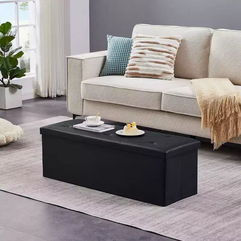Banc de rangement pliant VECELO, banc à chaussures et repose-pieds polyvalent, banc de chambre avec rangement, supporte jusqu'à 300 kg