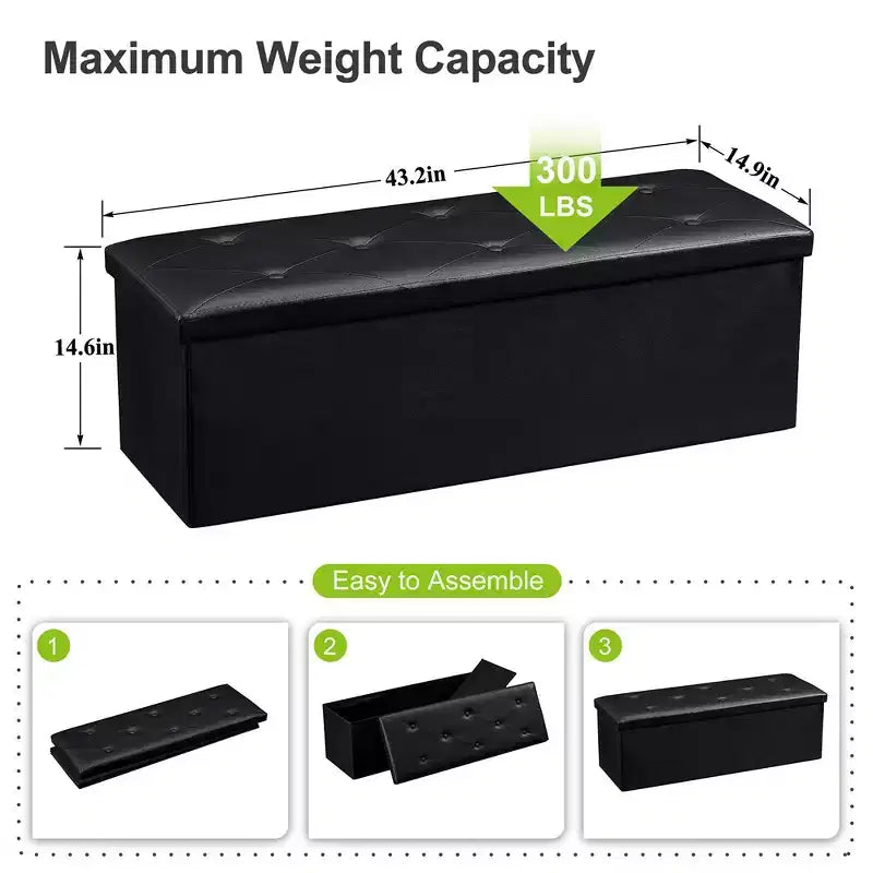 Banc de rangement pliant VECELO, banc à chaussures et repose-pieds polyvalent, banc de chambre avec rangement, supporte jusqu'à 300 kg