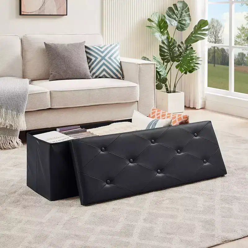 Banc de rangement pliant VECELO, banc à chaussures et repose-pieds polyvalent, banc de chambre avec rangement, supporte jusqu'à 300 kg