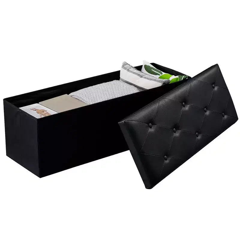 Banc de rangement pliant VECELO, banc à chaussures et repose-pieds polyvalent, banc de chambre avec rangement, supporte jusqu'à 300 kg