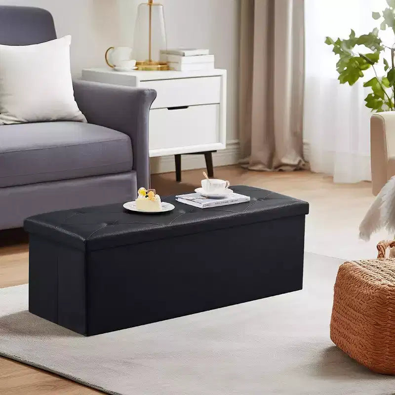 Banc de rangement pliant VECELO, banc à chaussures et repose-pieds polyvalent, banc de chambre avec rangement, supporte jusqu'à 300 kg