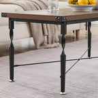Table basse rectangulaire VECELO pour salon, meuble d'appoint d'aspect bois industriel, design en X et cadre en métal, marron rustique