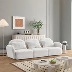 Mobilier de salon Canapé paresseux trois places en tissu Teddy blanc