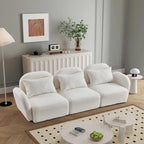 Mobilier de salon Canapé paresseux trois places en tissu Teddy blanc