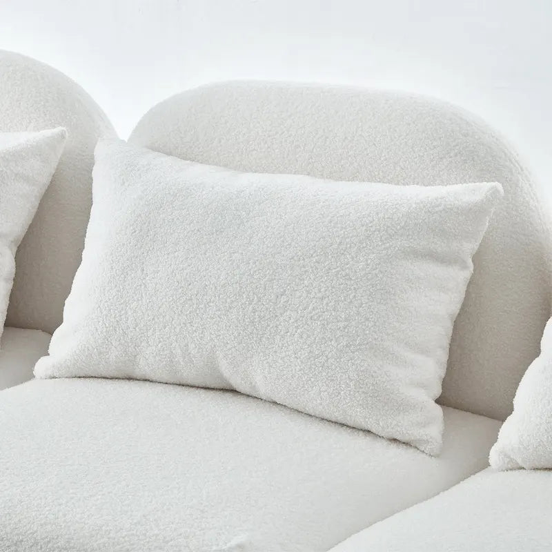 Mobilier de salon Canapé paresseux trois places en tissu Teddy blanc