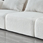 Mobilier de salon Canapé paresseux trois places en tissu Teddy blanc