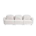 Mobilier de salon Canapé paresseux trois places en tissu Teddy blanc
