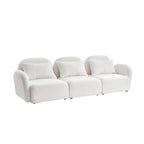 Mobilier de salon Canapé paresseux trois places en tissu Teddy blanc