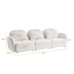 Mobilier de salon Canapé paresseux trois places en tissu Teddy blanc